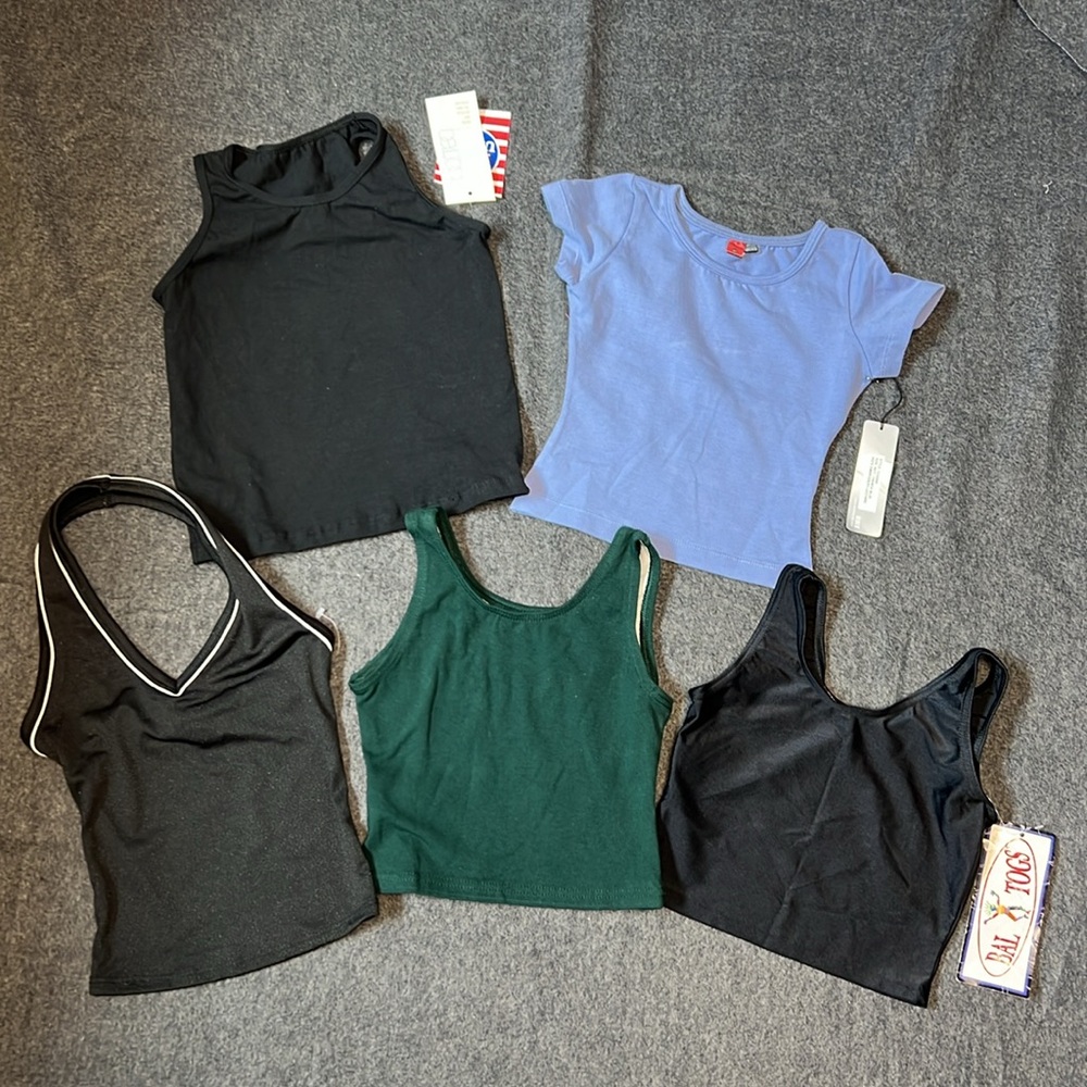 Lot of 5 Girls Activewear Dance Tops 6X-7 New